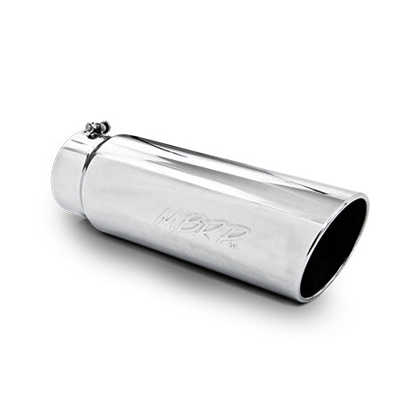 MBRP T304 Stainless Steel Tip; 6 OD; Angled Rolled End; 5 ID; 18 length T5125