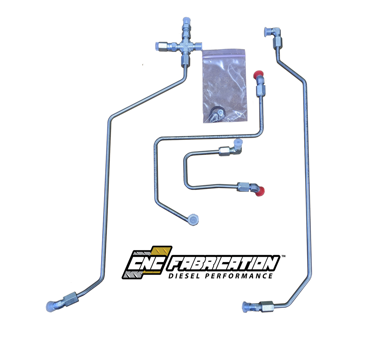 98.5-03 Ford Powerstroke 7.3L CNC Fabrication 4 Line Feed Fuel Line Kit T4 Mount Turbo Setups