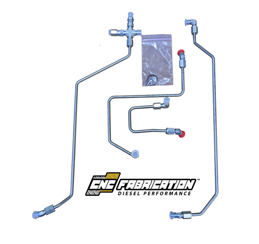 98.5-03 Ford Powerstroke 7.3L CNC Fabrication 4 Line Feed Fuel Line Kit T4 Mount Turbo Setups