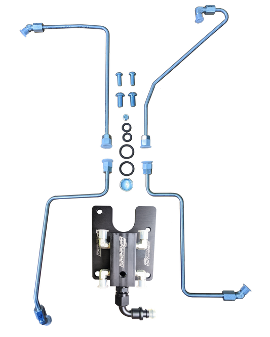 94.5-99 Valley Mount Fuel Line Kit For Stock Turbo Black CNC Fabrication