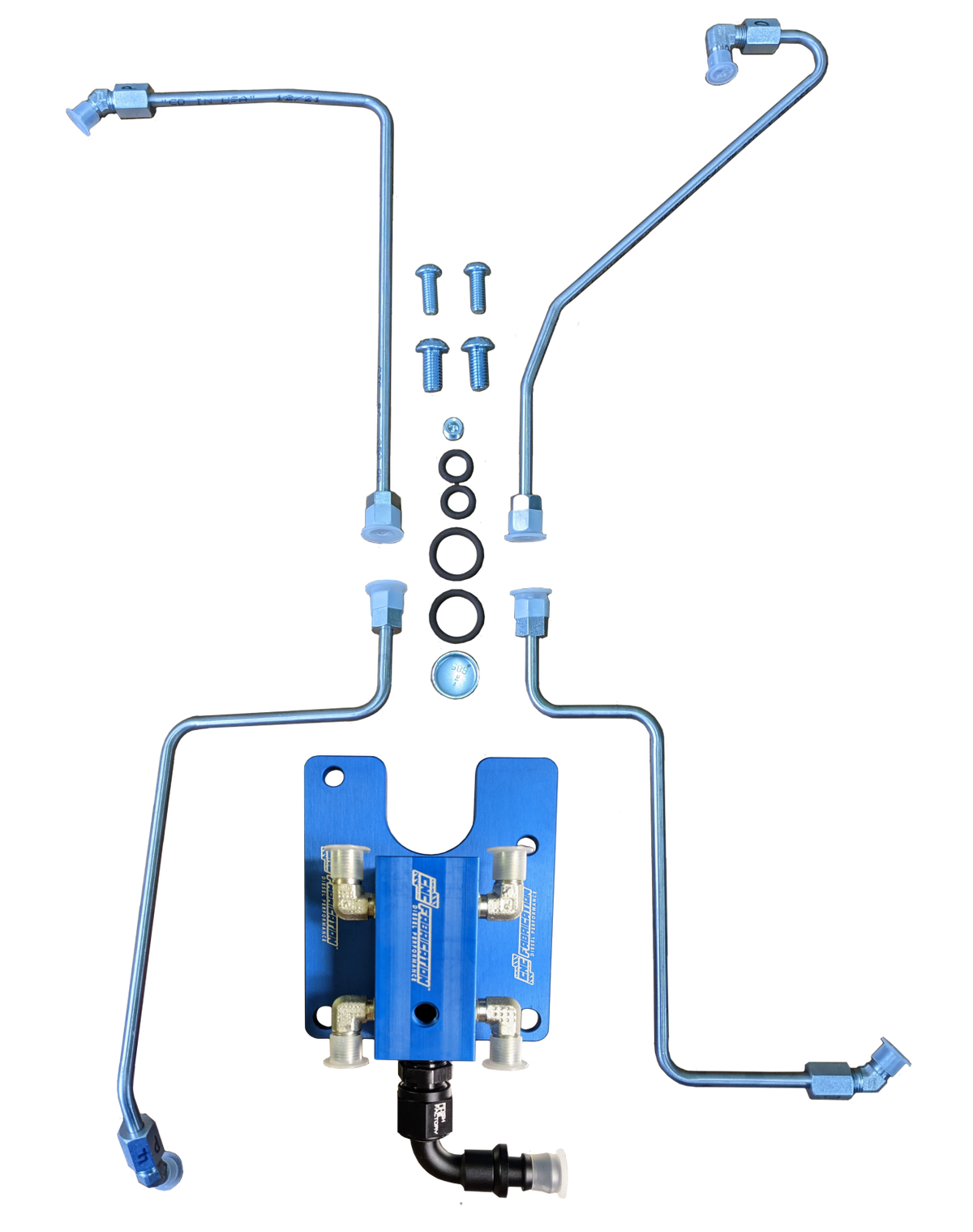 94.5-99 Valley Mount Fuel Line Kit For Stock Turbo Blue CNC Fabrication