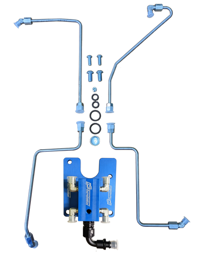 94.5-99 Valley Mount Fuel Line Kit For Stock Turbo Blue CNC Fabrication
