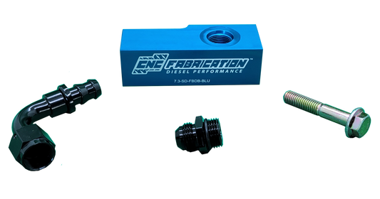 99-03 Ford Powerstroke 7.3L Fuel Bowl Delete Manifold Block Blue CNC Fabrication