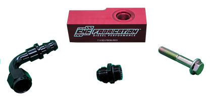 99-03 7.3L Ford Powerstroke Fuel Bowl Delete Manifold Block Red CNC Fabrication