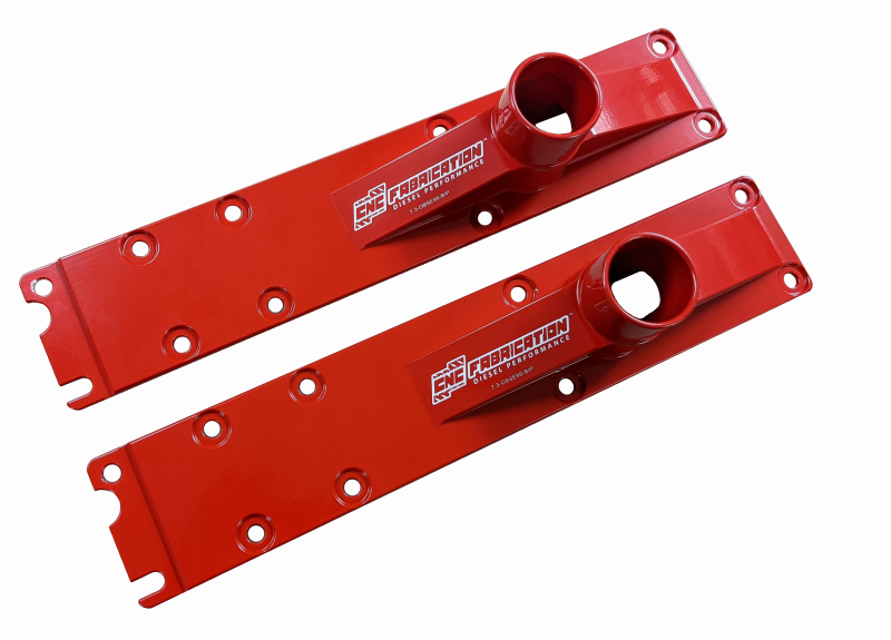 94.5-E99 7.3L Billet Plenum Set W/ Bolts- Red (10 Bolt Only) CNC Fabrication