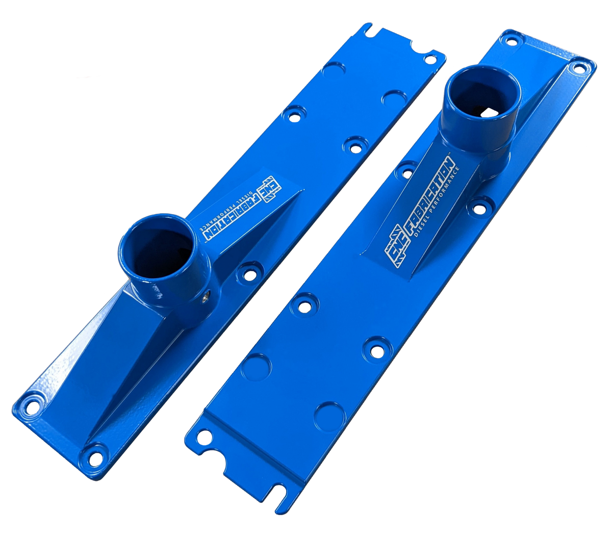 94.5-95 7.3L 2 Inch 8 Bolt Billet Intake Plenums Blue CNC Fabrication