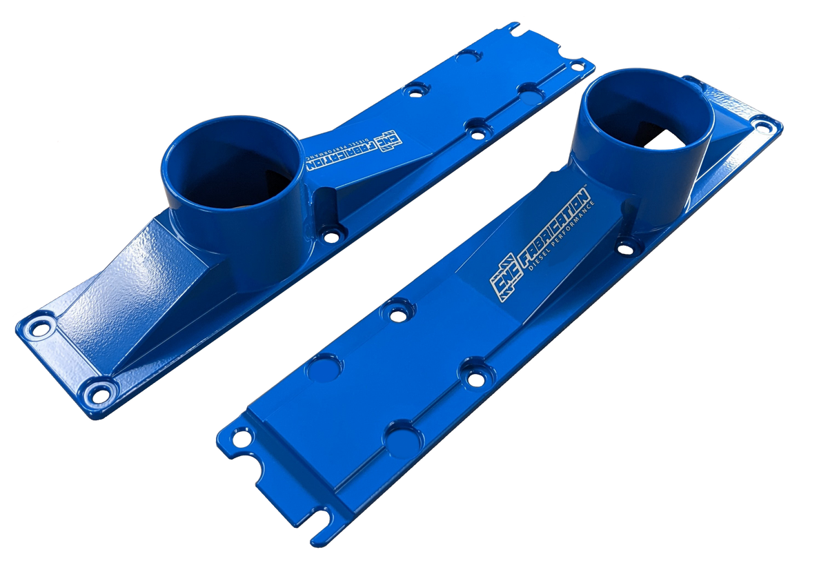 94.5-95 7.3L 3 Inch 8 Bolt Billet Intake Plenums Blue CNC Fabrication