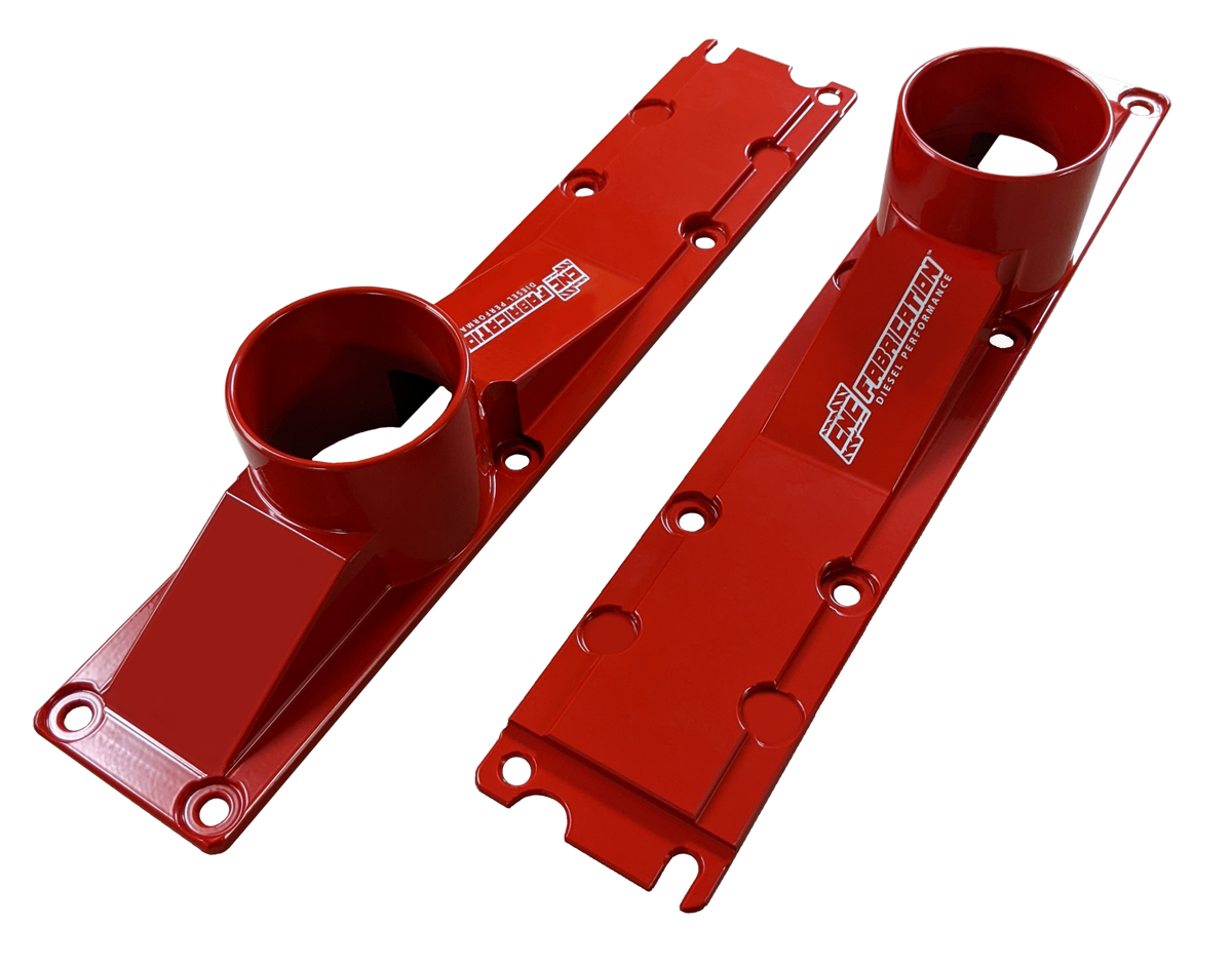 94.5-95 7.3L 3 Inch 8 Bolt Billet Intake Plenums Red CNC Fabrication
