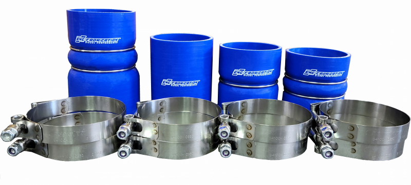 08-10 6.4L Charge Air Cooler Boot Kit With Clamps Blue CNC Fabrication