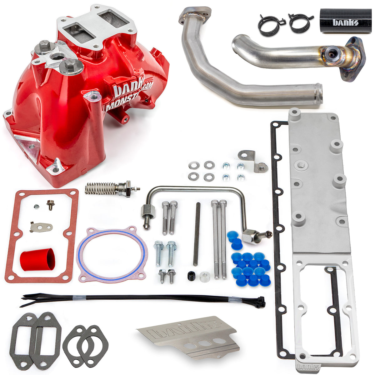 Monster-Ram Intake 19-24 RAM 3500-5500 Chassis Cab 6.7L Red Powdercoat Banks Power