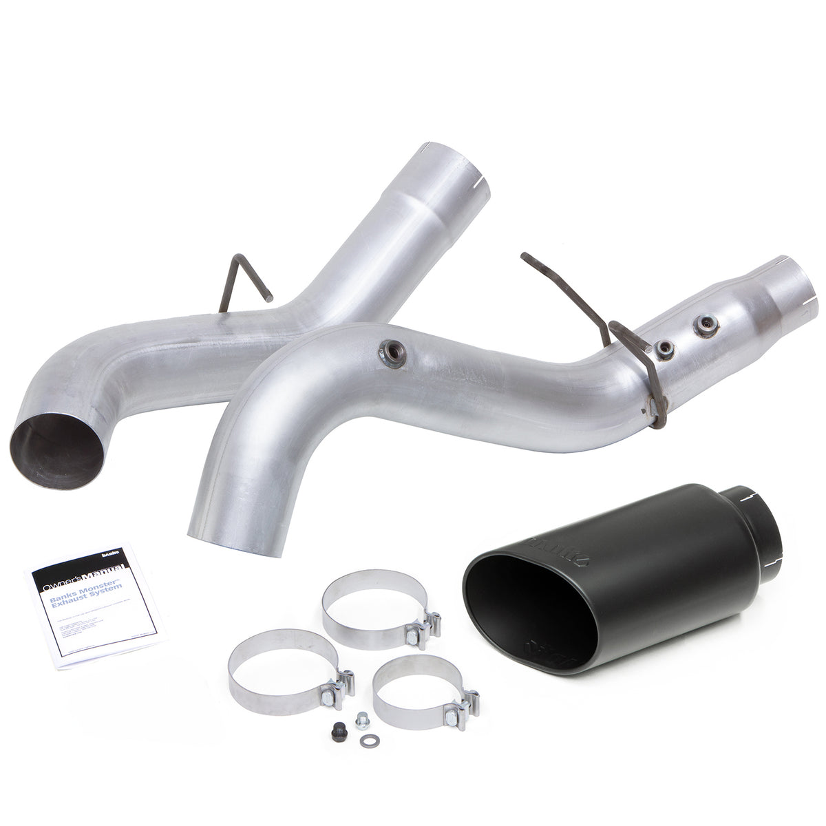 Monster Exhaust System 5-inch Single Exit Black Tip 2017-Present Chevy/GMC 2500/3500 Duramax 6.6L L5P Banks Power