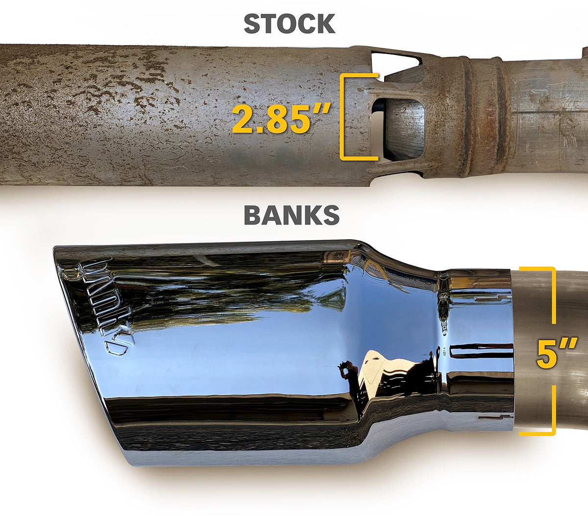 Monster Exhaust System 5-inch Single Exit Chrome Tip 2020-2022 Chevy/GMC 2500/3500 Duramax 6.6L L5P Banks Power