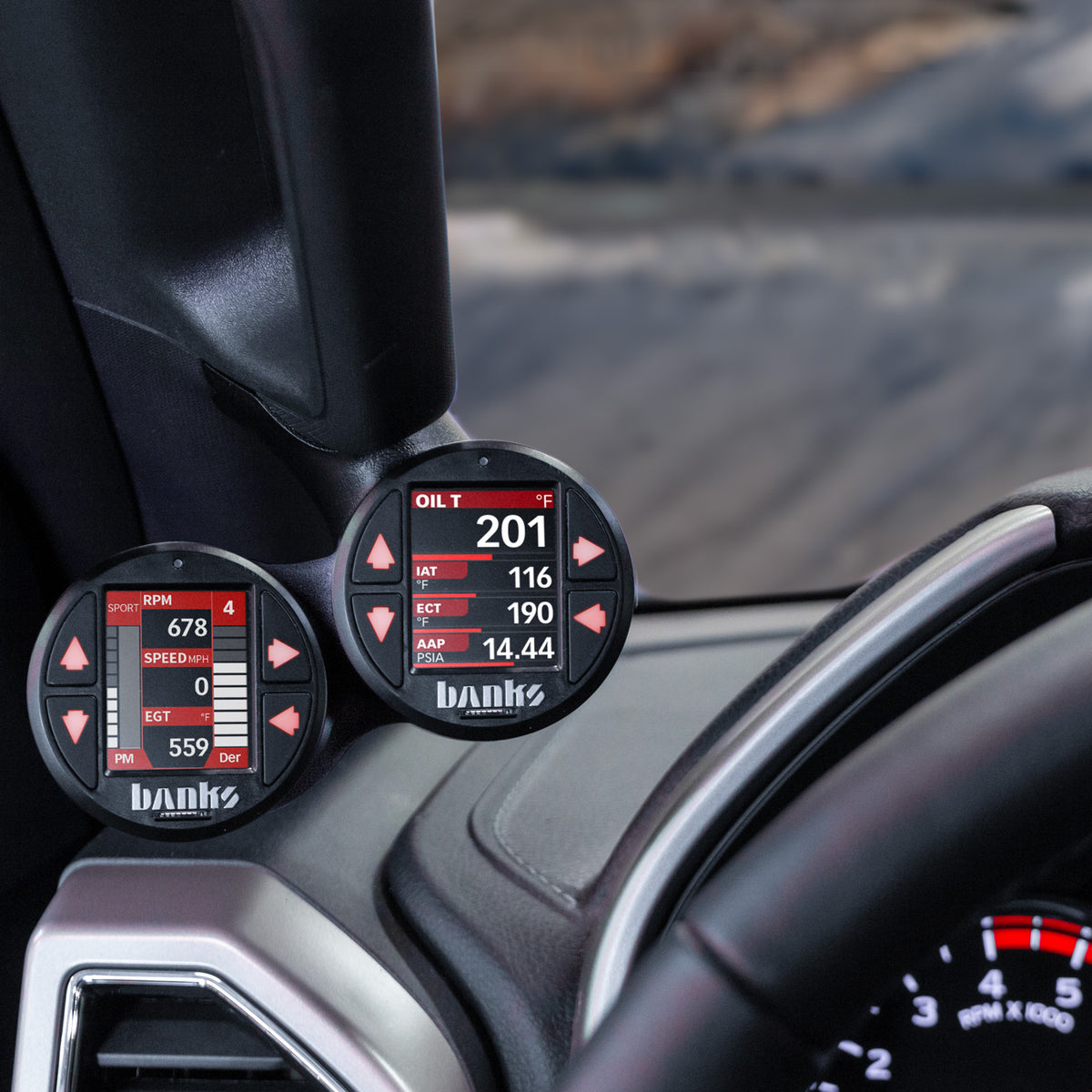 Derringer Tuner with ActiveSafety and Banks iDash 1.8 Super Gauge 17-19 Ford 6.7 Banks Power