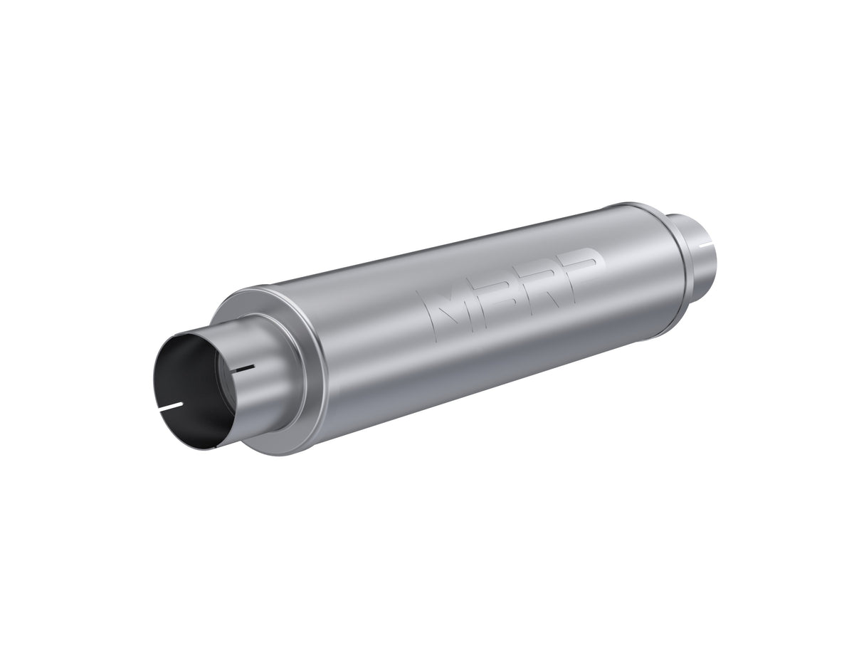 4 Inch Inlet/Outlet Quiet Tone Exhaust Muffler 24 Inch Body 6 Inch Diameter 30 Inch Overall MBRP