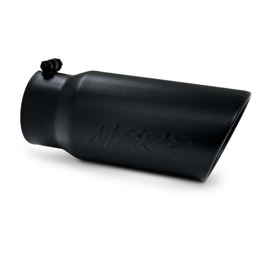 MBRP Black Coated Tip; 5 OD Angled Rolled End 4 inlet 12 length T5051BLK