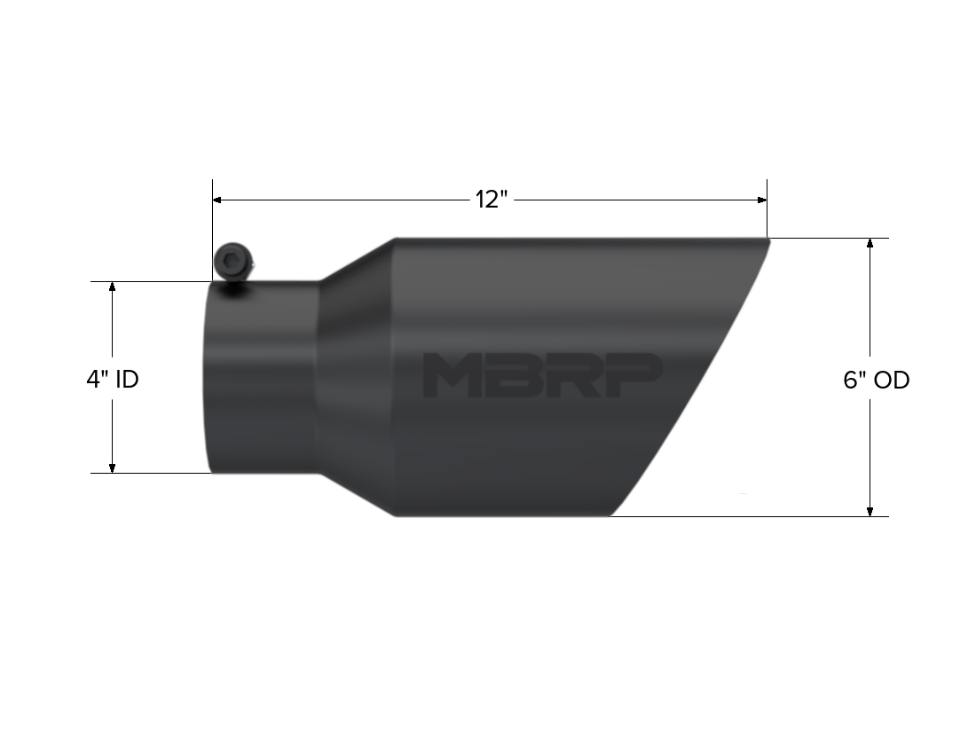 Black Coated Exhaust Tail Pipe Tip 6 Inch OD Dual Wall Angled 4 Inch Inlet 12 Inch Length  MBRP