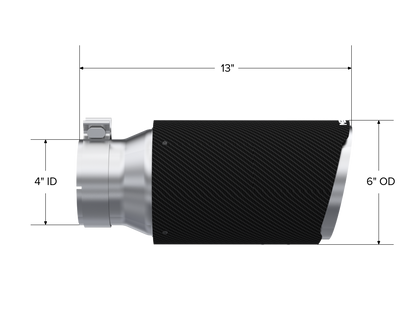 Universal Carbon Fiber 4-Inch Inlet 6-Inch OD 12-Inch Length Dual Wall Angle Cut MBRP