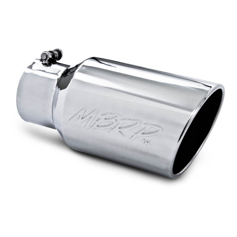 MBRP T304 Stainless Steel Tip; 6 OD Angled Rolled End 4 inlet 12 length T5073