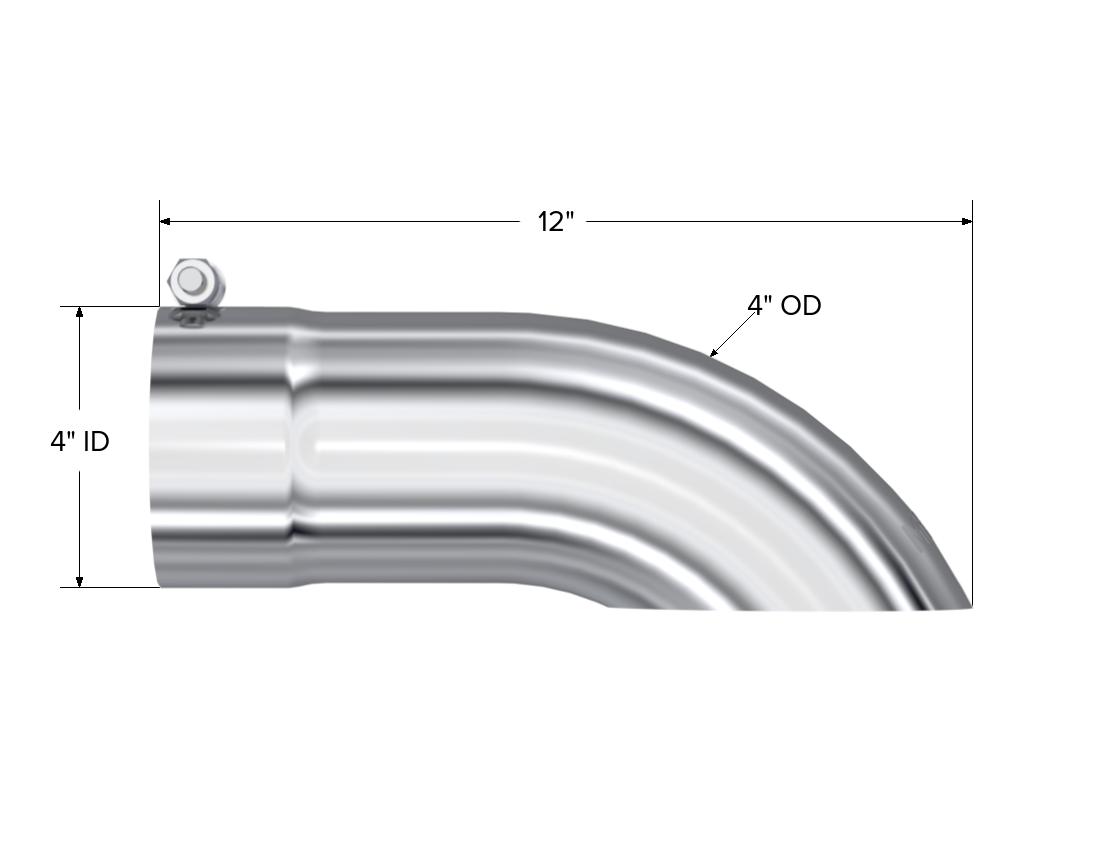 Exhaust Tail Pipe Tip 4 Inch O.D. Turn Down 4 Inch Inlet 12 Inch Length T304 Stainless Steel MBRP