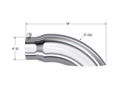 Exhaust Tail Pipe Tip 5 Inch O.D. Turn Down 4 Inch Inlet 14 Inch Length T304 Stainless Steel MBRP