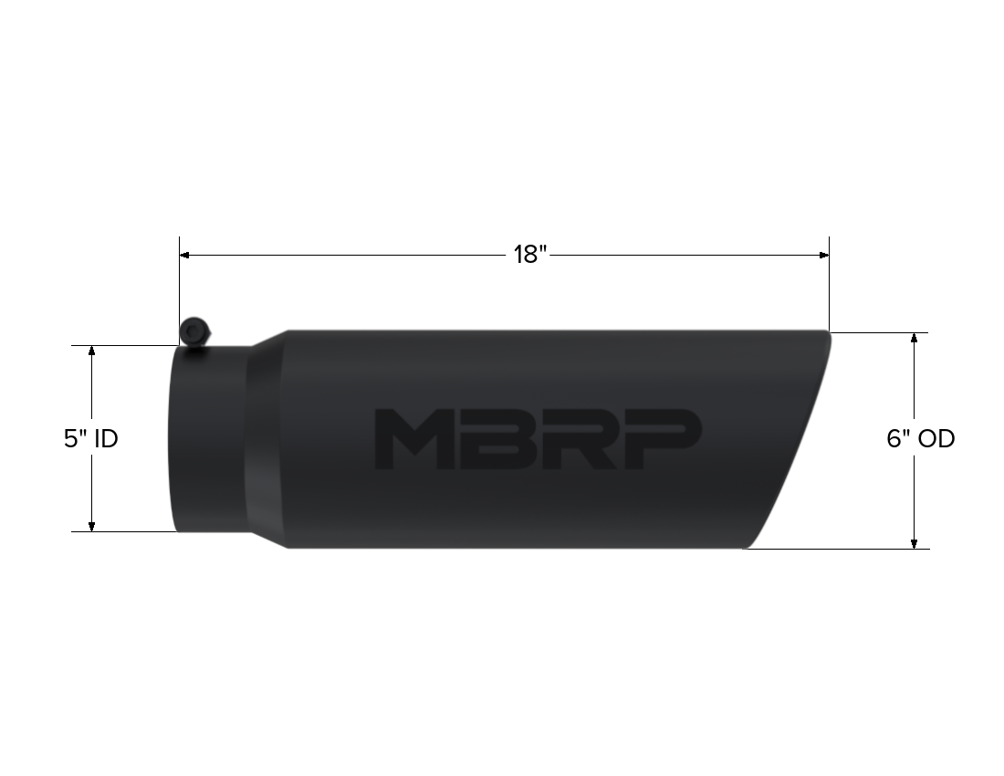 Exhaust Tip 6 Inch O.D. Angled Rolled End 5 Inch Inlet 18 Inch LengthMBRP