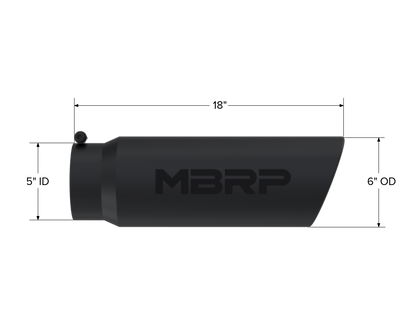 Exhaust Tip 6 Inch O.D. Angled Rolled End 5 Inch Inlet 18 Inch LengthMBRP
