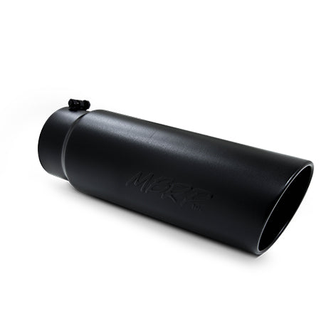 MBRP Black Coated Tip; 6 OD; Angled Rolled End; 5 ID; 18 length T5125BLK