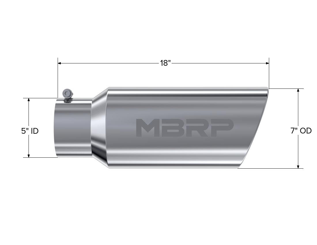 Exhaust Tip 7 Inch O.D. Rolled End 18 Inch Length MBRP