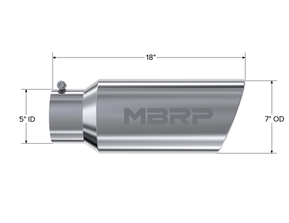 Exhaust Tip 7 Inch O.D. Rolled End 18 Inch Length MBRP