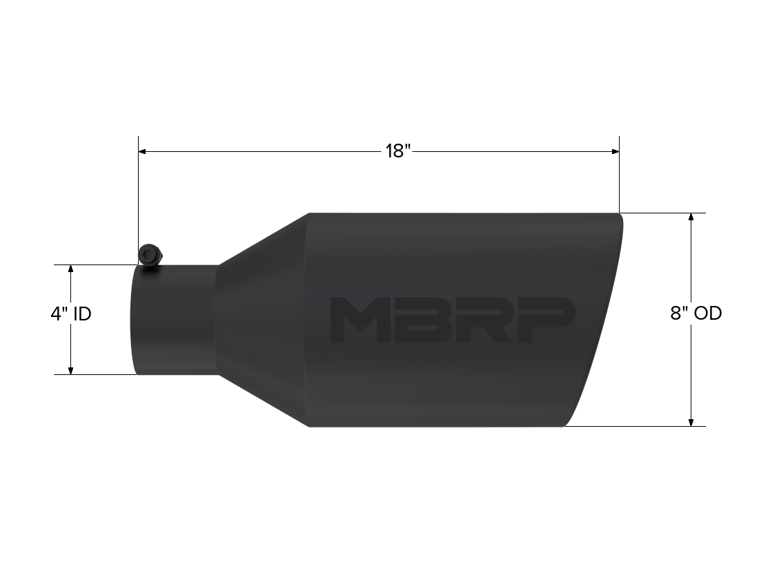 Exhaust Tip 8 Inch O.D. Rolled End 4 Inch Inlet 18 Inch Length MBRP
