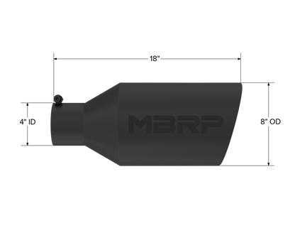 Exhaust Tip 8 Inch O.D. Rolled End 4 Inch Inlet 18 Inch Length MBRP